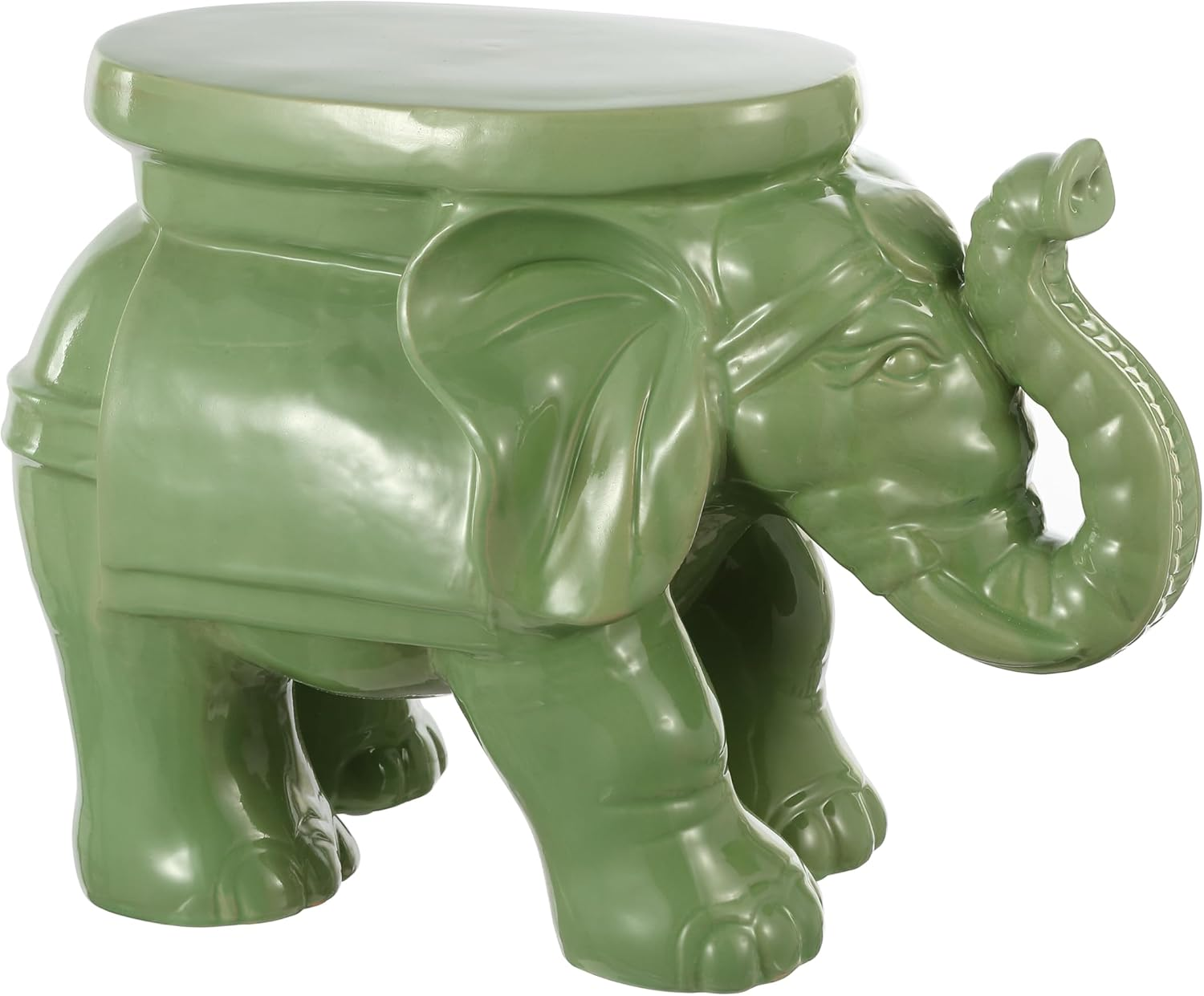 JONATHAN Y TBL1007A White Elephant 14.2" Ceramic Garden Stool, Coastal, Contemporary, Transitional, Side Table, Plant Stand, Spill-Proof, Living Room, Bathroom, Garden Room, Patio, Antique White