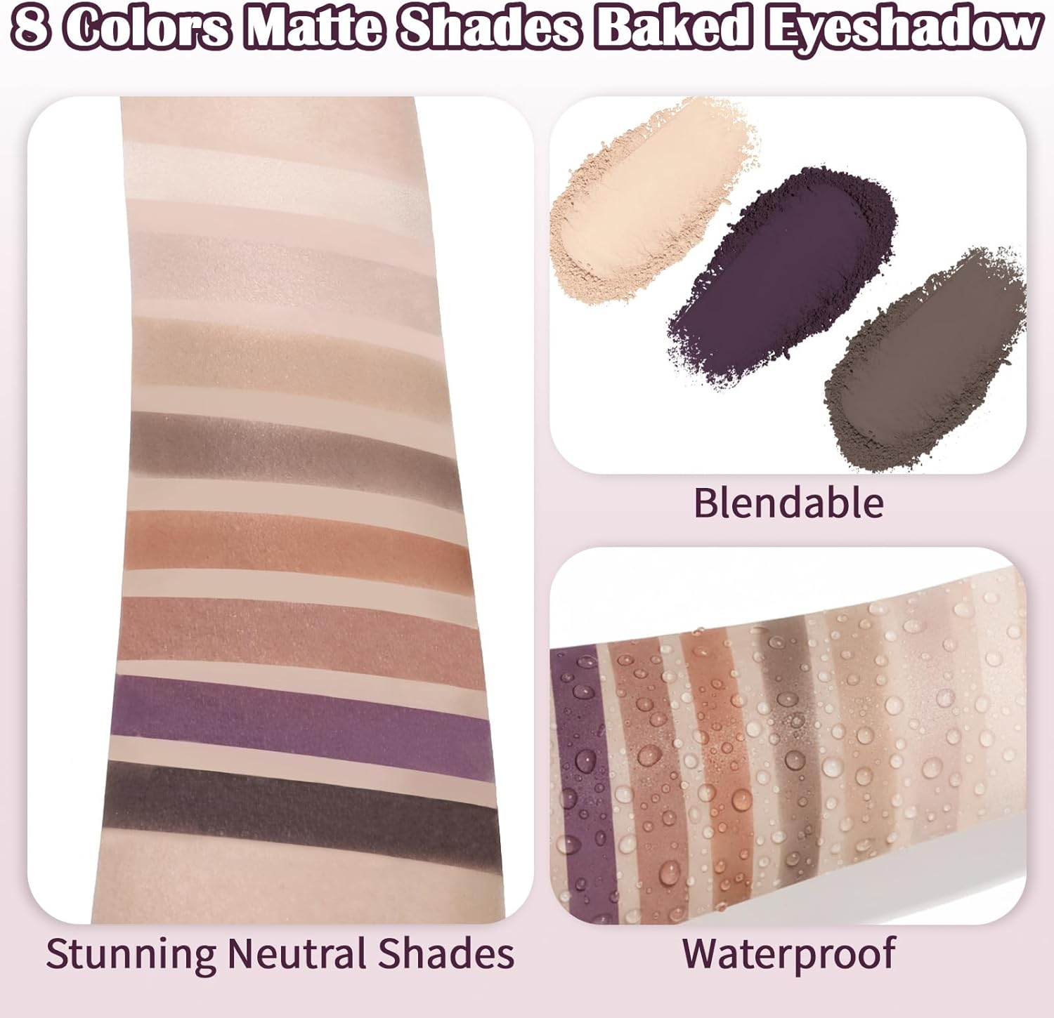 UCANBE 8 Color Nude Smokey Baked Matte Eyeshadow Palette - Highly Pigmented, Smooth & Blendable Formula with Neutral & Earthy Tones for Everyday & Dramatic Eye Makeup Pallet (01 Matte) image number 6