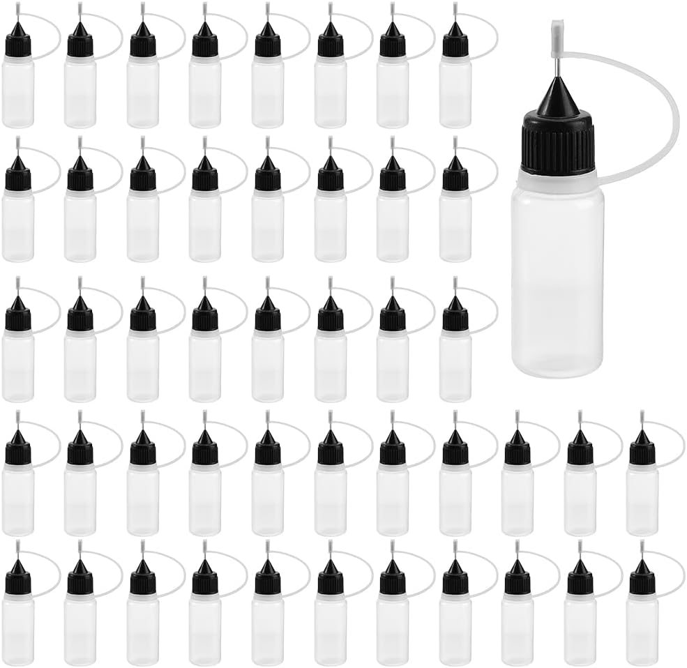 AHANDMAKER Pack of 100 Mini Needles Precision Tip Applicator 10 Ml/0. 34 Oz Glue Tips Applicator Bottles Needle Press Plastic Liquid Glue Bottle for DIY Quilling Craft image number 4