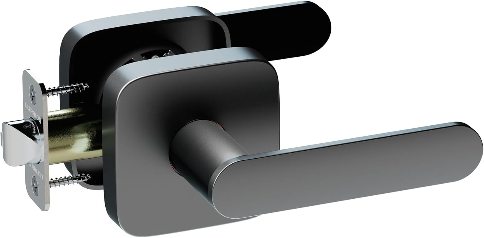 ULTRALOQ Modern Matte Black Aluminium Door Lever, Reversible, Adjustable Backset, Waterproof, Ideal for Hallway, Closet, and Any Door