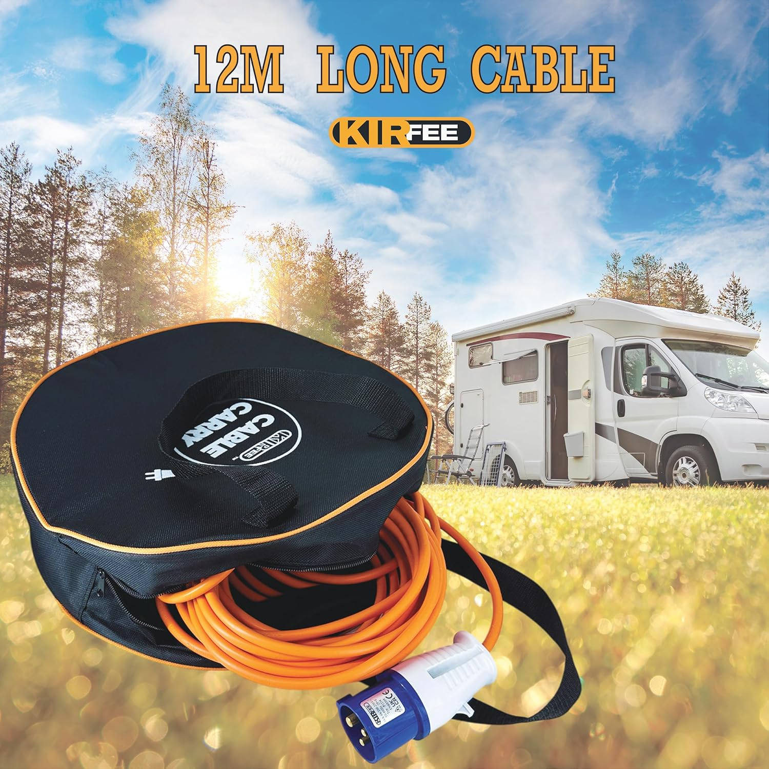 12M Caravan Hook up Cable - Caravan Extension Lead with Carry Bag - 240V 16A Camping Electric Hook up Cable - Ideal for Motorhomes, Caravans and Campervans. image number 2