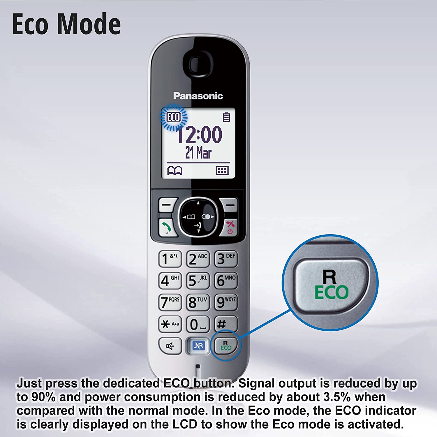 Panasonic DECT Digital Cordless Phone with Built-In Answering Machine and 3 Handsets (KX-TG6823ALB) Black & Silver image number 6
