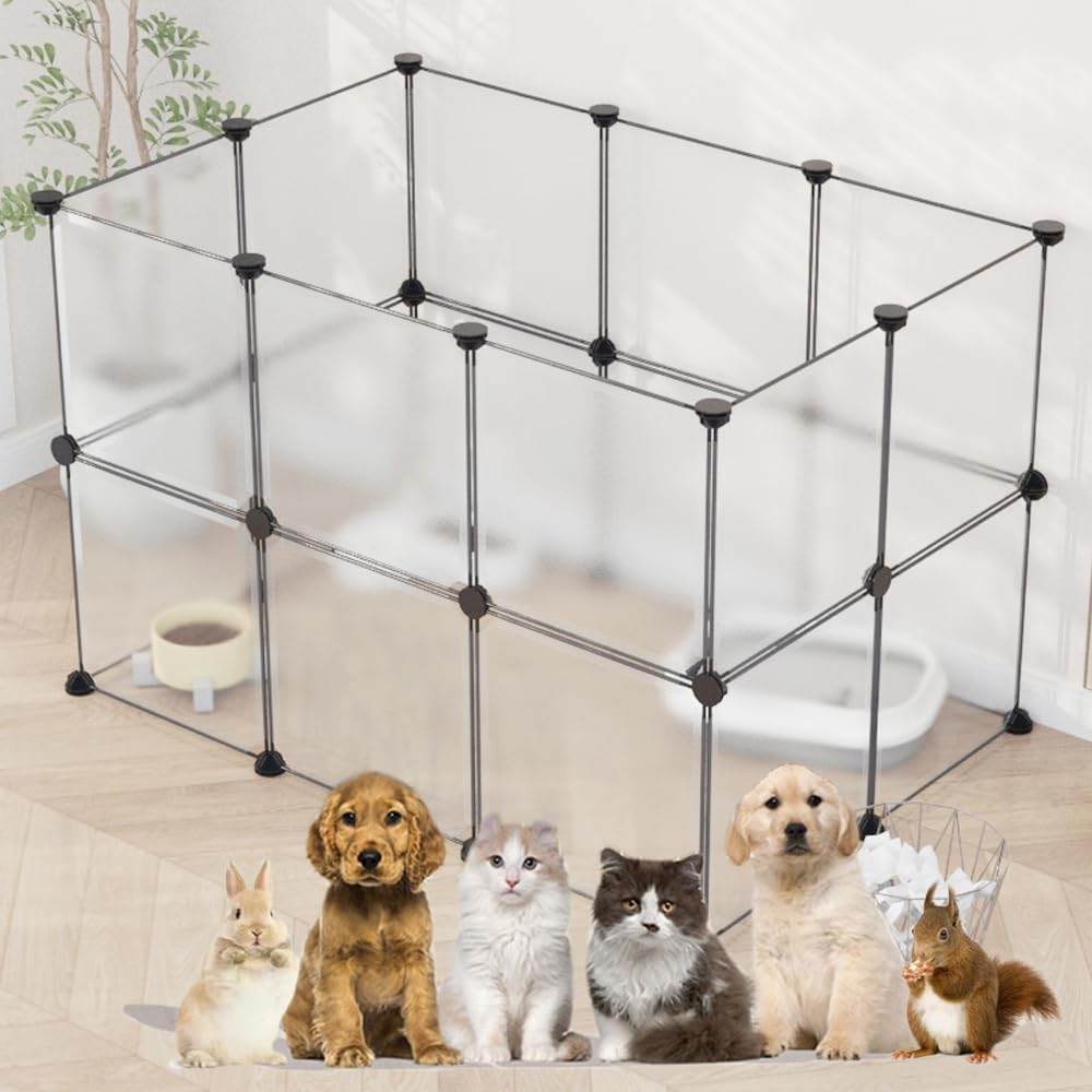 Ricjurzzty Pet Playpen,Resin Portable Polypropylene(Pp) XXS Size 30X30Cm(11.8In),Small Animal DIY Pen Cage Yard Fence,Outdoor & Indoor for Kitty,Puppy,Rabbit,Guinea Pig (20 Panels, White Translucent) image number 5