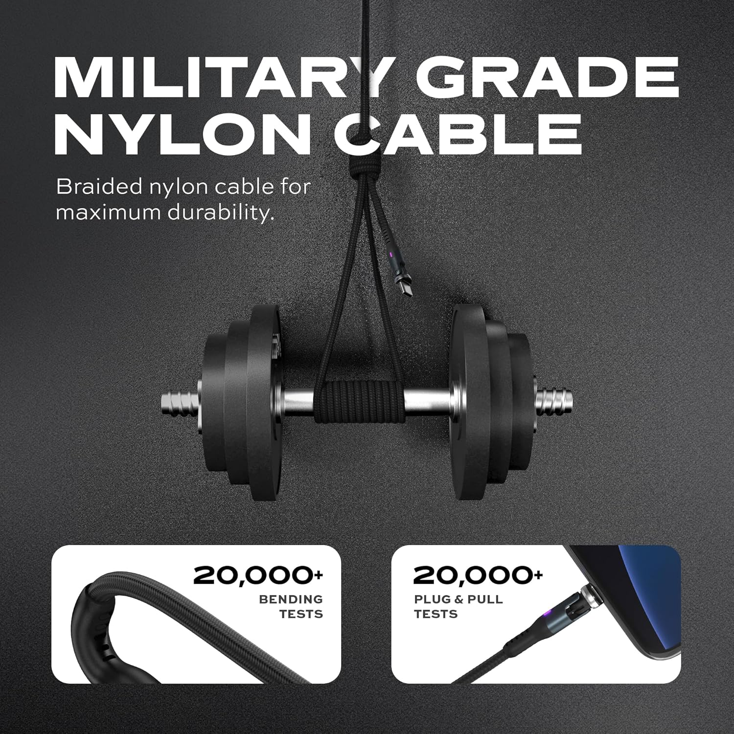 STATIK 360 Pro Magnetic Phone Charger | Magnetic USB C Charging Cable | 3-In-1 Magnetic Charger Cable for All Devices | Iproduct, Micro-Usb, USB-A & USB C Magnetic Charging Cable | Black, 10FT/3M