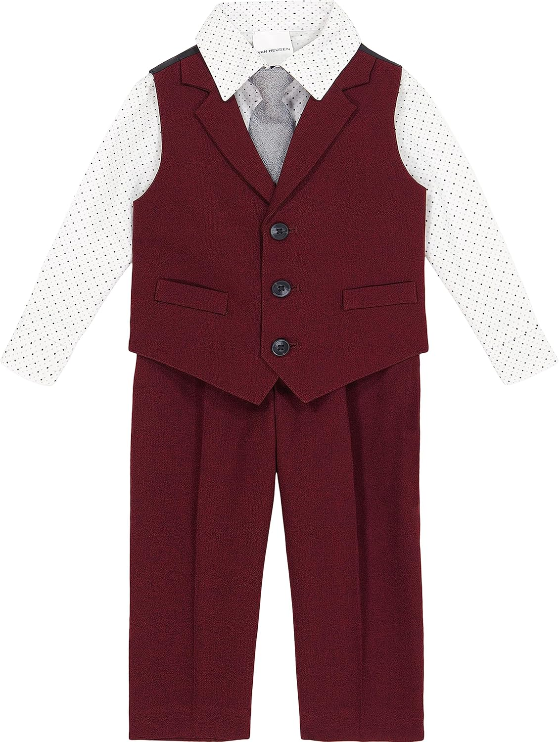 Van Heusen Baby Boys' 4-Piece Formal Set, Vest, Pants, Collared Dress Shirt, and Tie