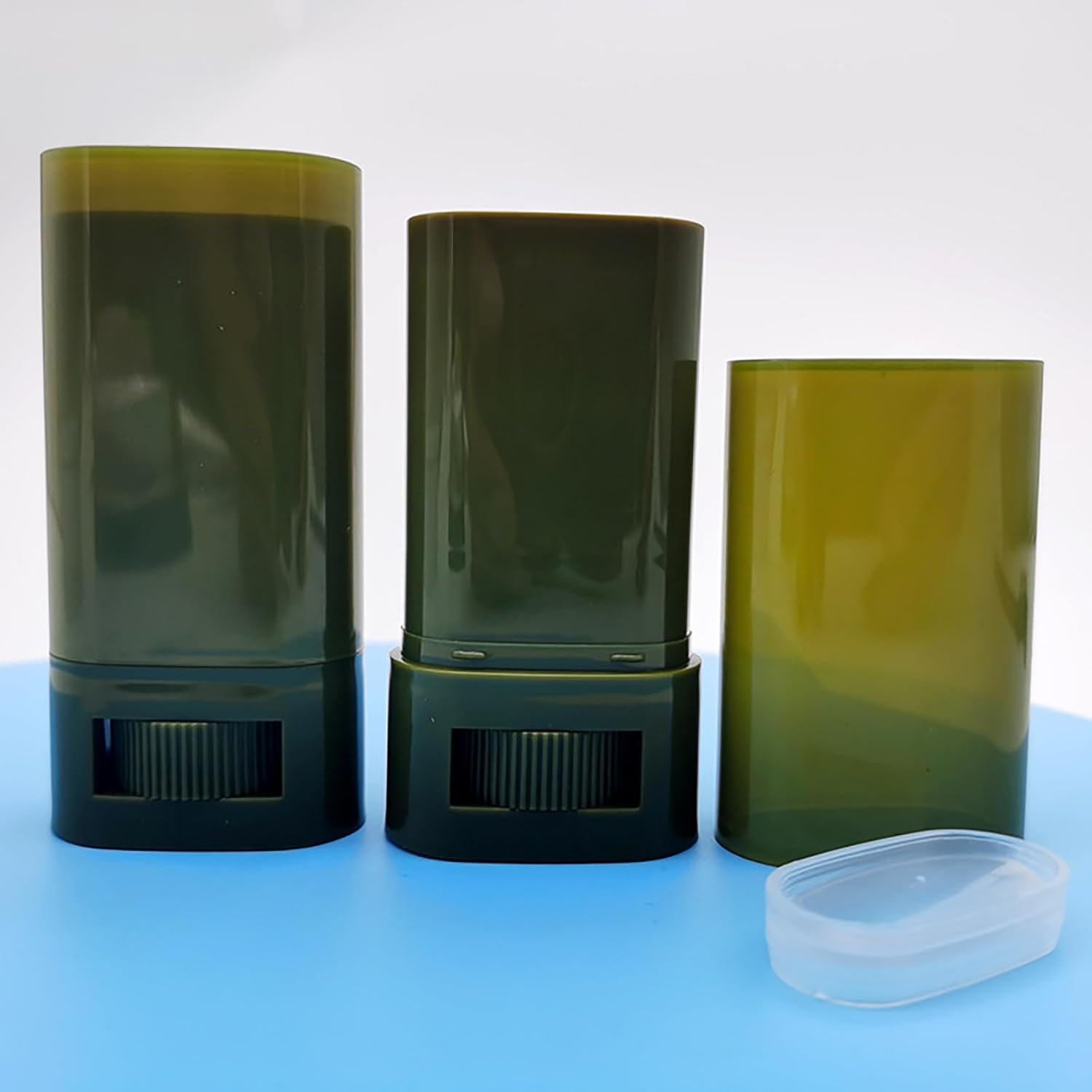 3PCS 15 Gram Deodorant Containers Oval Lip Balm Tubes Lipstick Twist up Refillable Deodorant Tube Stick Lotion Bar Translucent Tawny image number 1