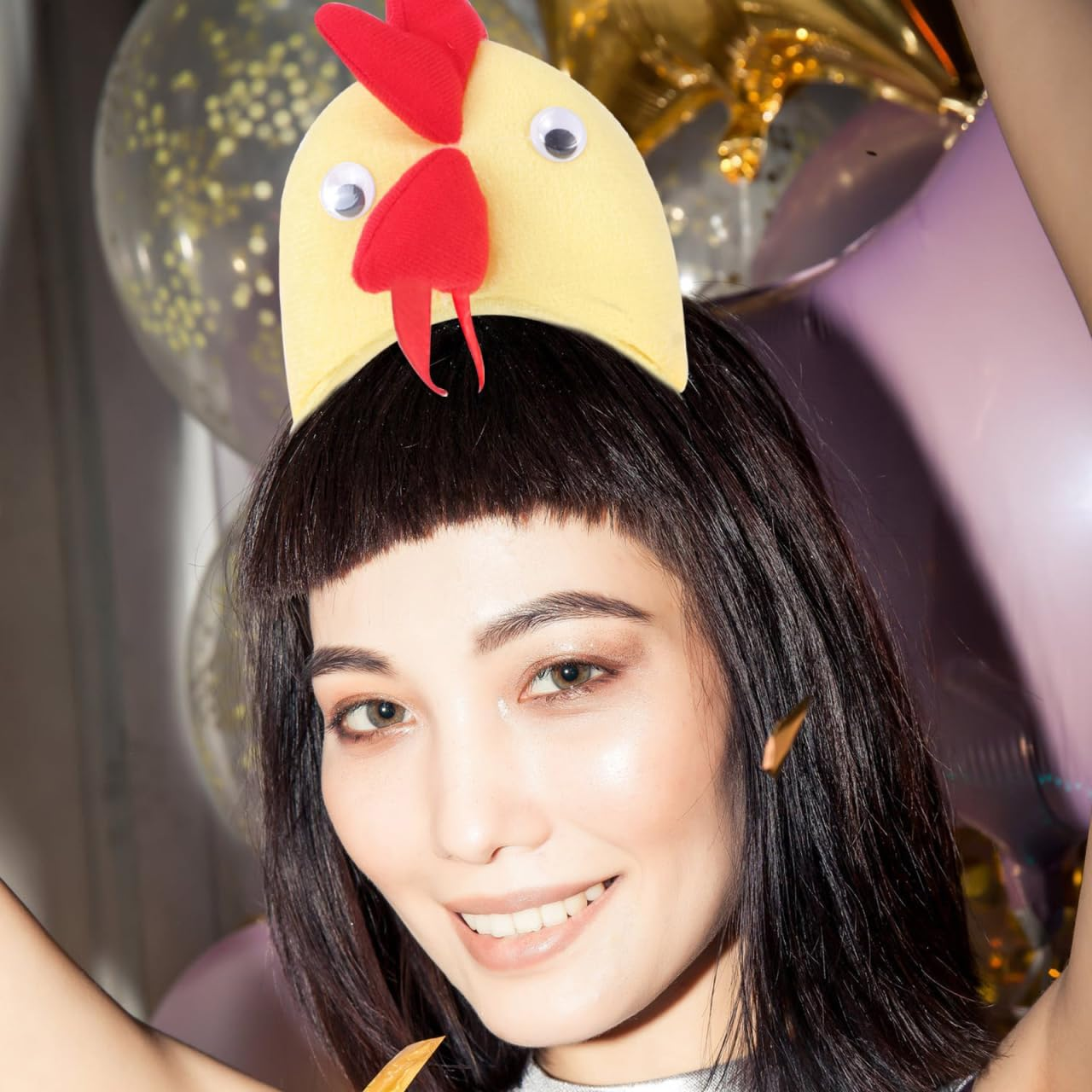 FOMIYES Chicken Headband, Easter Chick Animal Hair Hoop, Rooster Headband for Costume Party Photo Props Dress up Supplies (2Pcs) image number 4