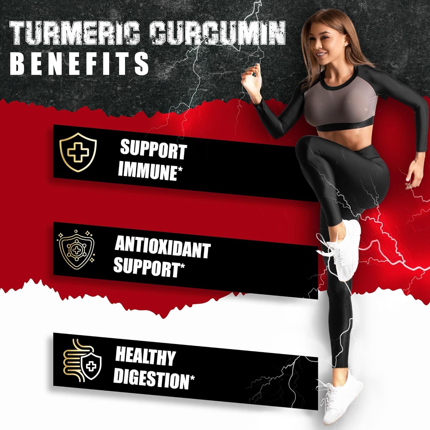 Turmeric Curcumin Supplement - 95% Curcuminoids with Ginger, Apple Cider Vinegar, Black Pepper - 90 Count - 3 Month Supply image number 4