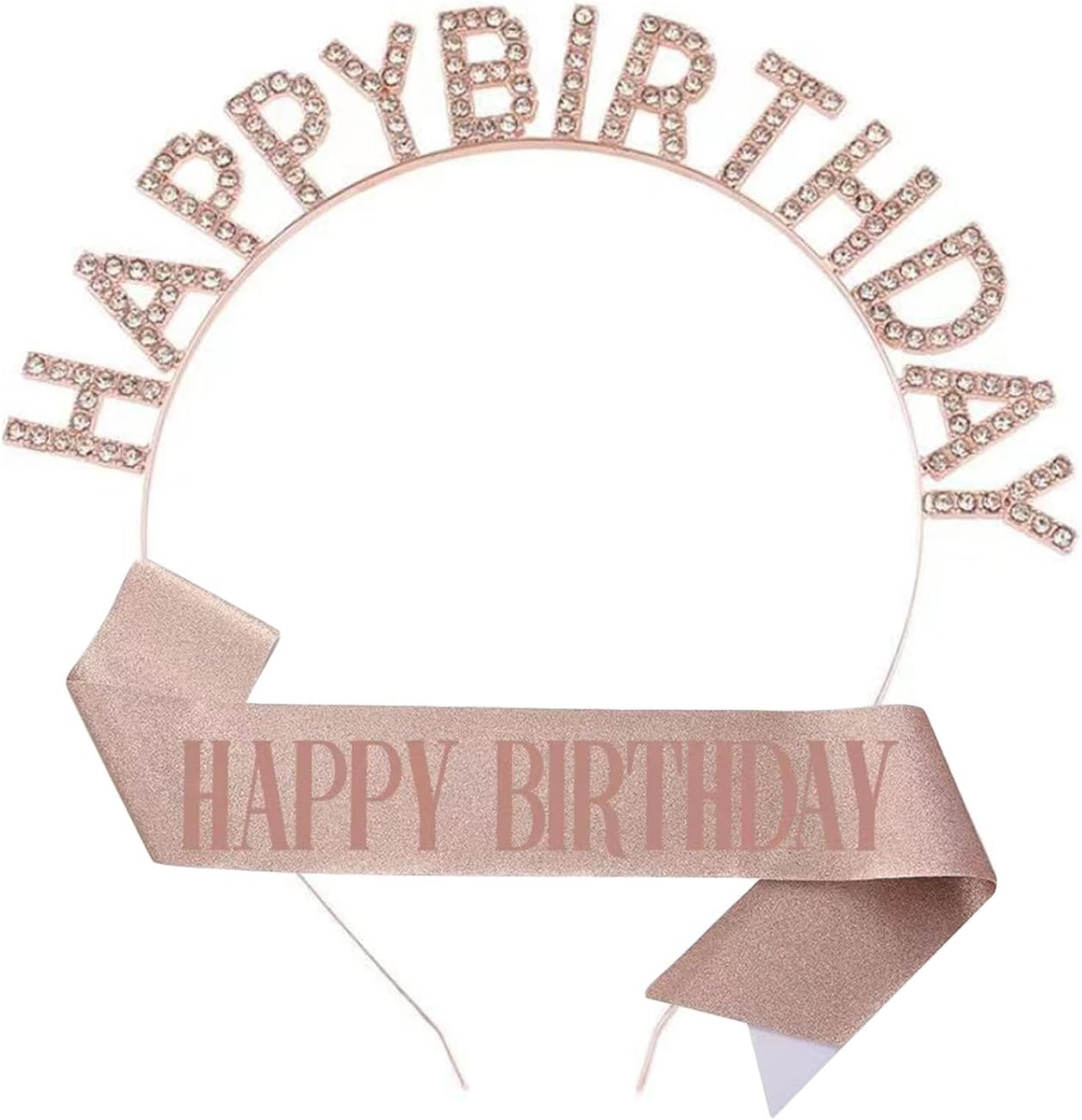 Happy Birthday Diamond Headband and Sash Women Princess Tiara Birthday Hat Birthday Headband for Parties Favors Birthday Decorations image number 3