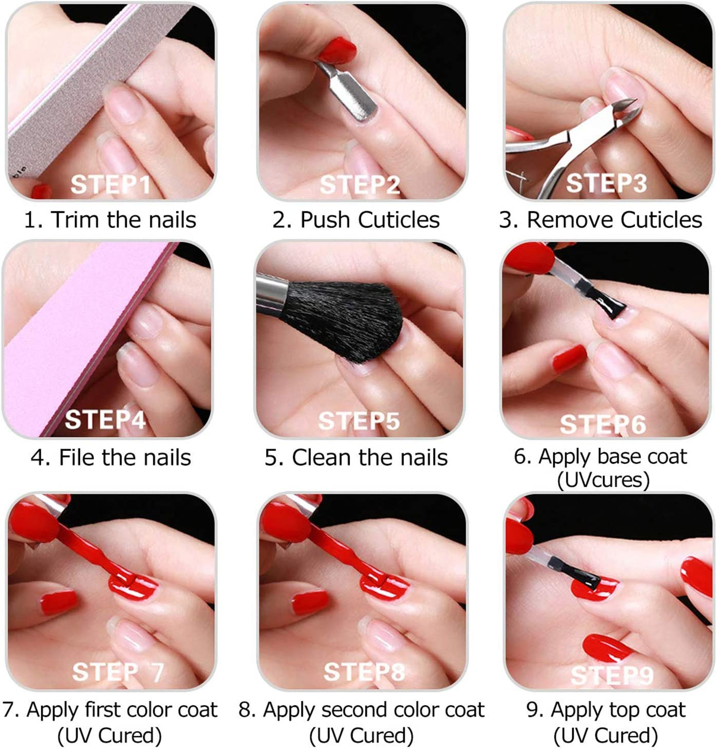 Senvenski Black Jelly Gel Nail Polish Kit, Black White Color Changing Gel Nail Polish, Clear Translucent Colors with Milky Sheer Finish | Vegan UV/LED Nail Art Kit for Women (WB2-001) - Black Jelly + Black White Colour Changing image number 6