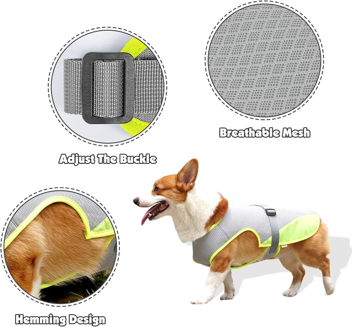Cooling Vest for Dogs,Dog Cooling Jacket,Pet Cooling Vest,Breathable Mesh Ice Vest Adjustable Straps Cool Vest for Small Medium and Large Dogs (Light Gray, M) image number 4