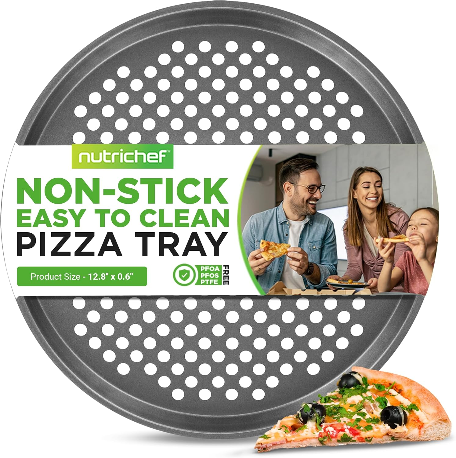 14&rdquo; Non Stick Pizza Pan, Gray Carbon Steel Bake Pan, Commercial Grade Restaurant Quality Metal Bakeware, Compatible with Model NCBS10S image number 3
