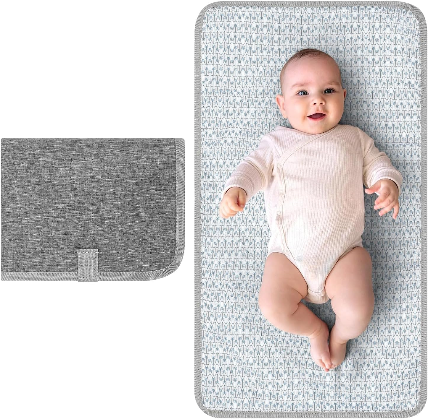 Wiseuwise Portable Diaper Changing Pad, Waterproof Baby Changing Mat, Foldable Portable Travel Changing Pads for Baby, Grey image number 6