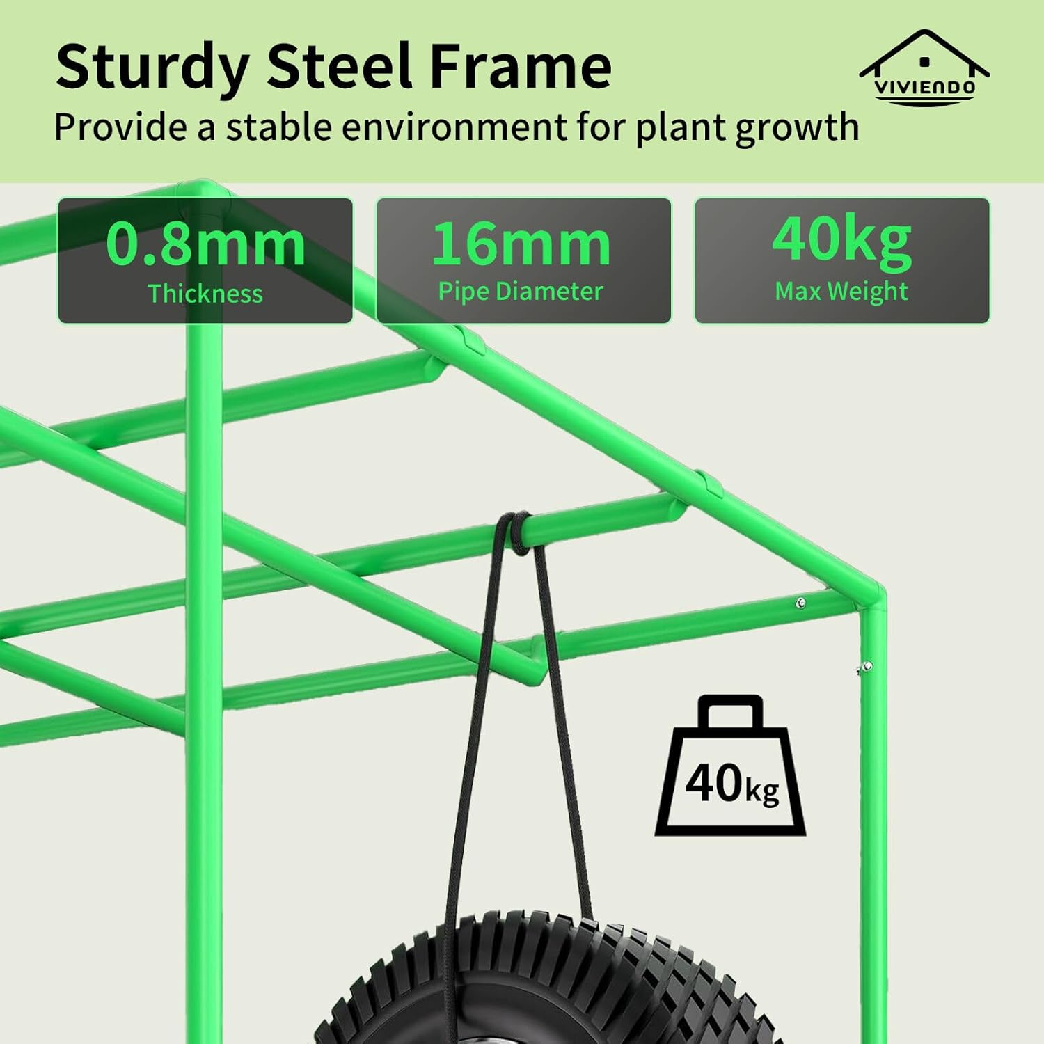 Viviendo Grow Tent, Hydroponics Growing System Plant Room, Greenhouse with Highly Reflective Inside, Indoor Plant Kits with Removable Floor Tray, 600D Oxford & Steel Frame, 1.2X1.2X2M image number 1