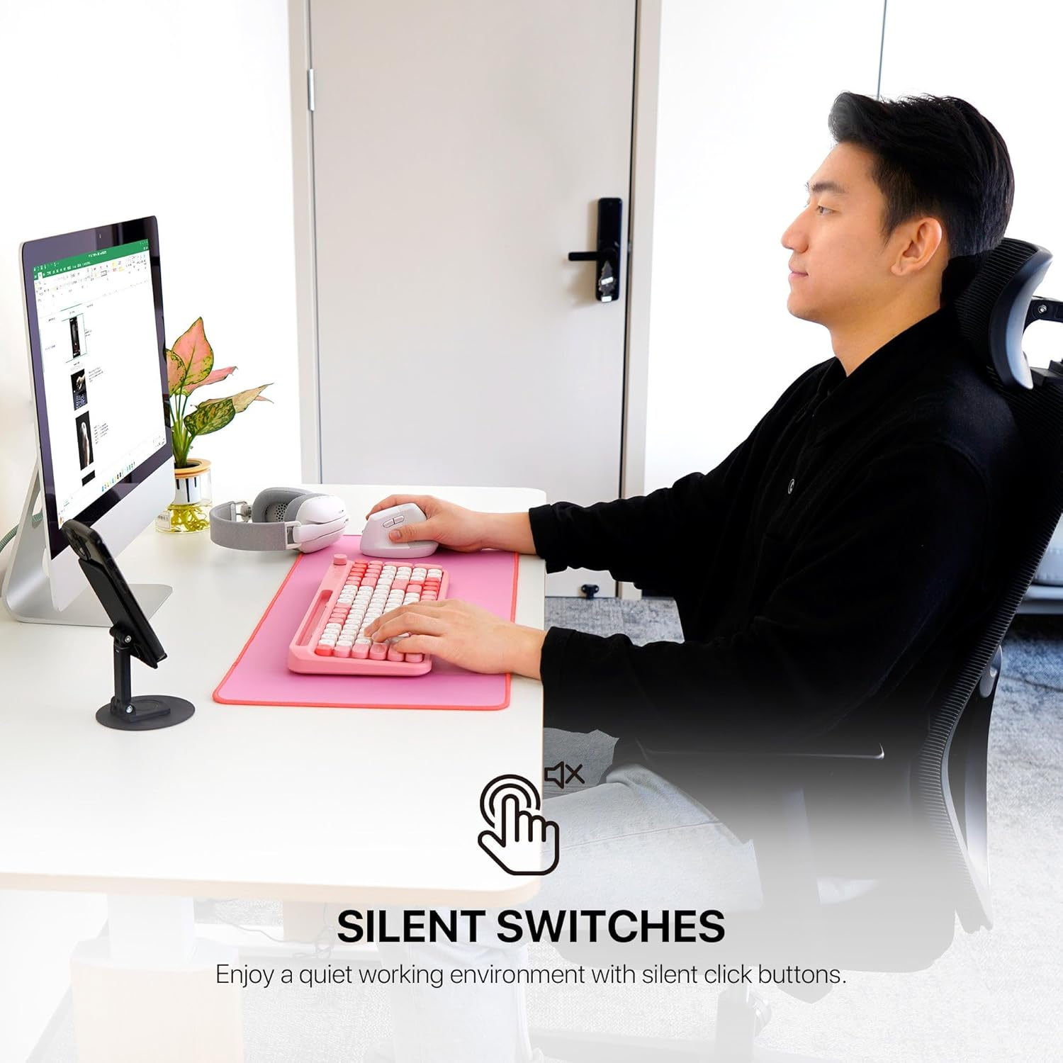 Fantech Comfy W195R Vertical Ergonomic Wireless Mouse &ndash; Silent Clicks, 2.4Ghz & Bluetooth, Office & Home Use (Grey) image number 1