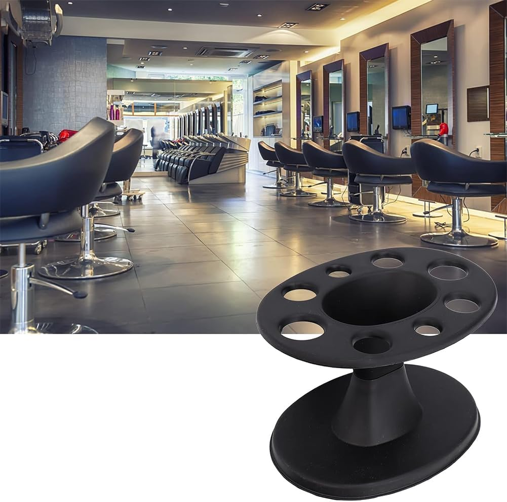 8 Holes Multifunctional Comb Brushes Holder, Plastic round Hair Brush Comb Holder Display Rack Hair Styling Brush Stand Shelf Accessories for Home Table Salon