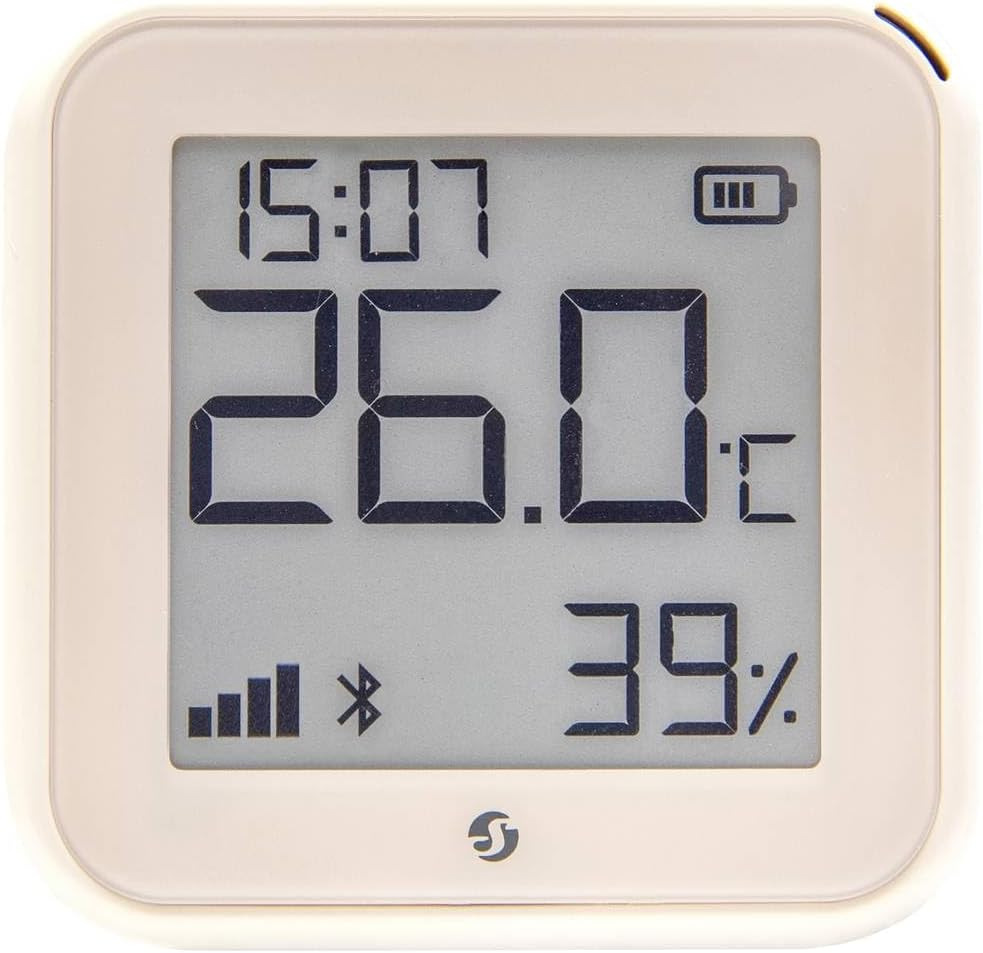 Shelly H&T Gen 3 Ivory Wi-Fi and Bluetooth Temperature and Humidity Sensor Home Automation No Hub Required Long Battery Life Wall Mounting Possible