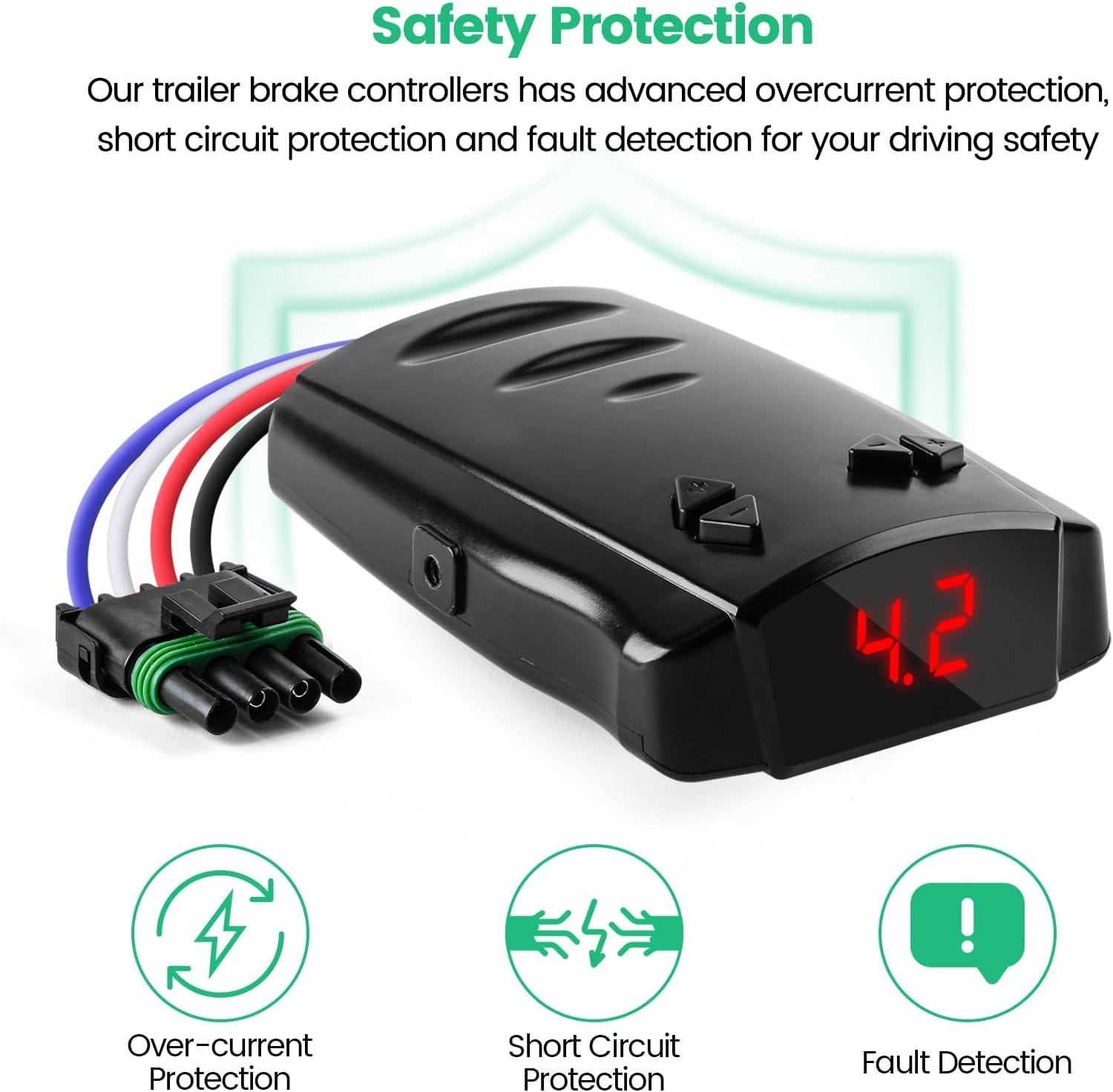 Briidea Proportional Trailer Brake Controller, Digital Electric Brake Control for 1-4 Axle Trailers, Smooth Stop Technology with Boost Mode, Compatible with Ford/Gm/Chevy/Dodge/Ram/Toyota image number 4