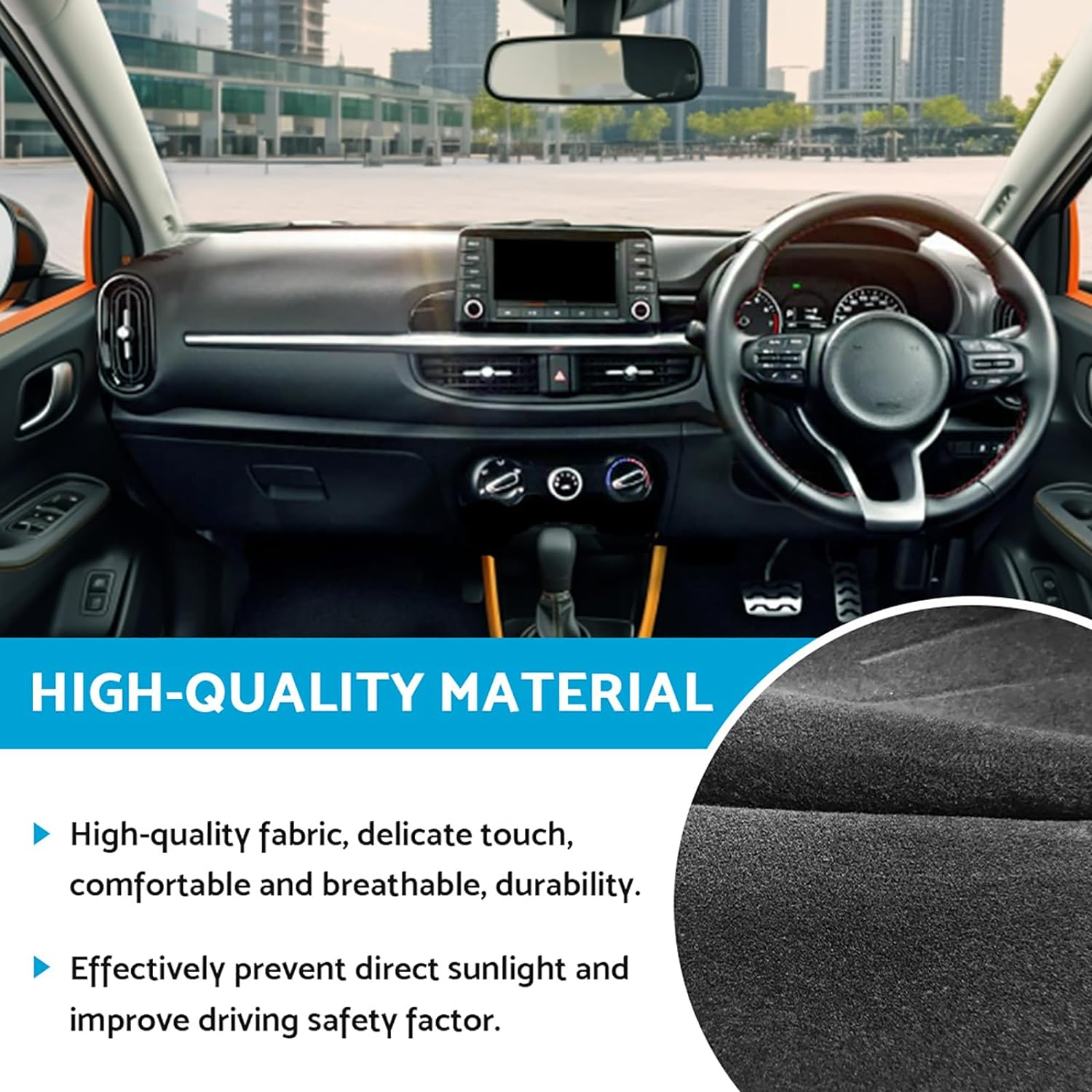KAKA AUTO PARTS Dash Mat Non-Slip Dash Mat Compatible with Kia Picanto JA 2017-2023 Dashboard Cover image number 4