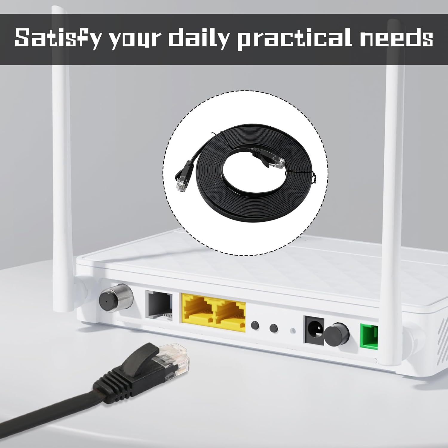 Cat6 Cable, 6 Pcs Cat 6 Ethernet Cable, Ethernet Cable 2M, High Speed Solid Flat Patch Cable with RJ45 Connector, Network LAN Cable for Modem, Router, Computer, 8-Core Twisted Pair Cable image number 1