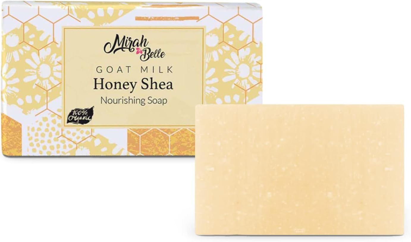 Mirah Belle - Organic Goat Milk, Honey and Shea Butter (125 Gms) - Sensitive Skin Soap Bar - Hypoallergenic, Cruelty Free, Paraben Free image number 1