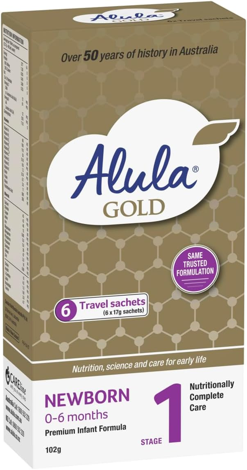 ALULA GOLD STAGE 1 NEWBORN INFANT FORMULA 0-6MTHS, STICKPACK 6 X 17 G
