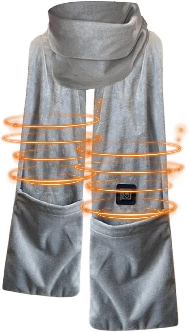 Qkbuza Heated Scarf for Women Men - 5V USB Heating Scarf,Winter Must Have Scarf, Electric Neck Heating Shawl Pad, Washable, USB Powered, 3 Temperature Settings for Mom Dad