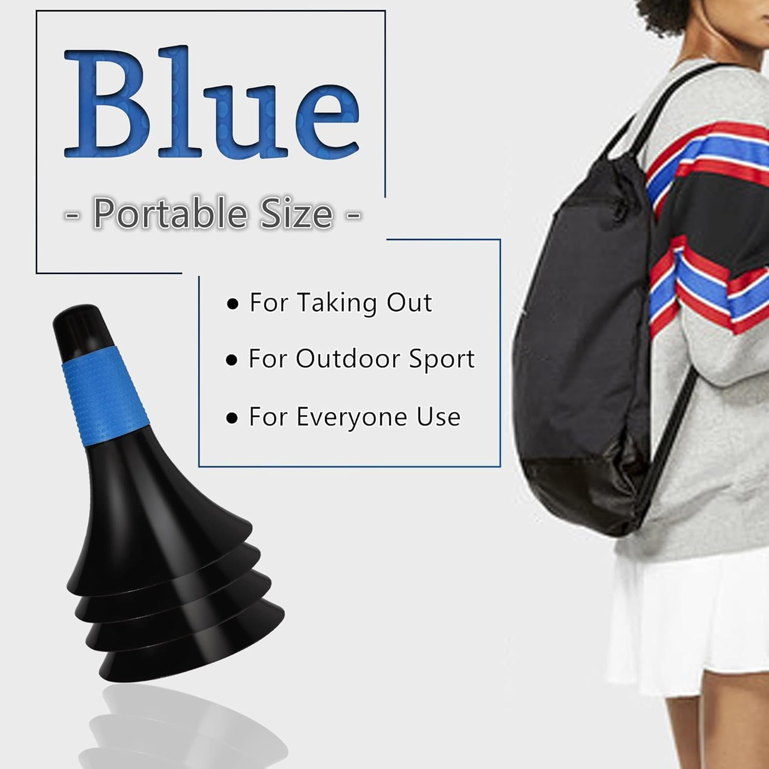 8 Pcs Durable Sport Cones for Basketball Soccer Training, Agility, Plastic Horn Logo Bucket Obstacle Skill Development - High Visibility Field Markers for Sports, Gym Outdoor Use image number 6