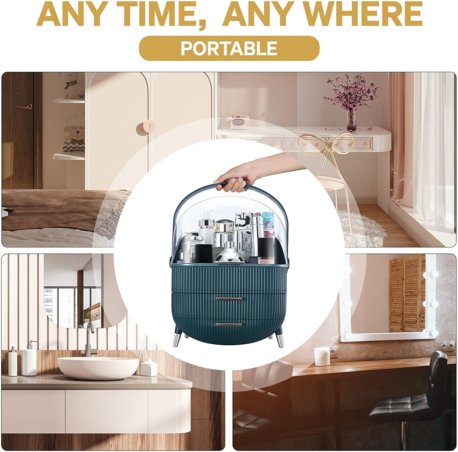 MAXKON Makeup Storage Case Organiser Cosmetic Display Drawer Jewellery Box Holder Stand Portable image number 3