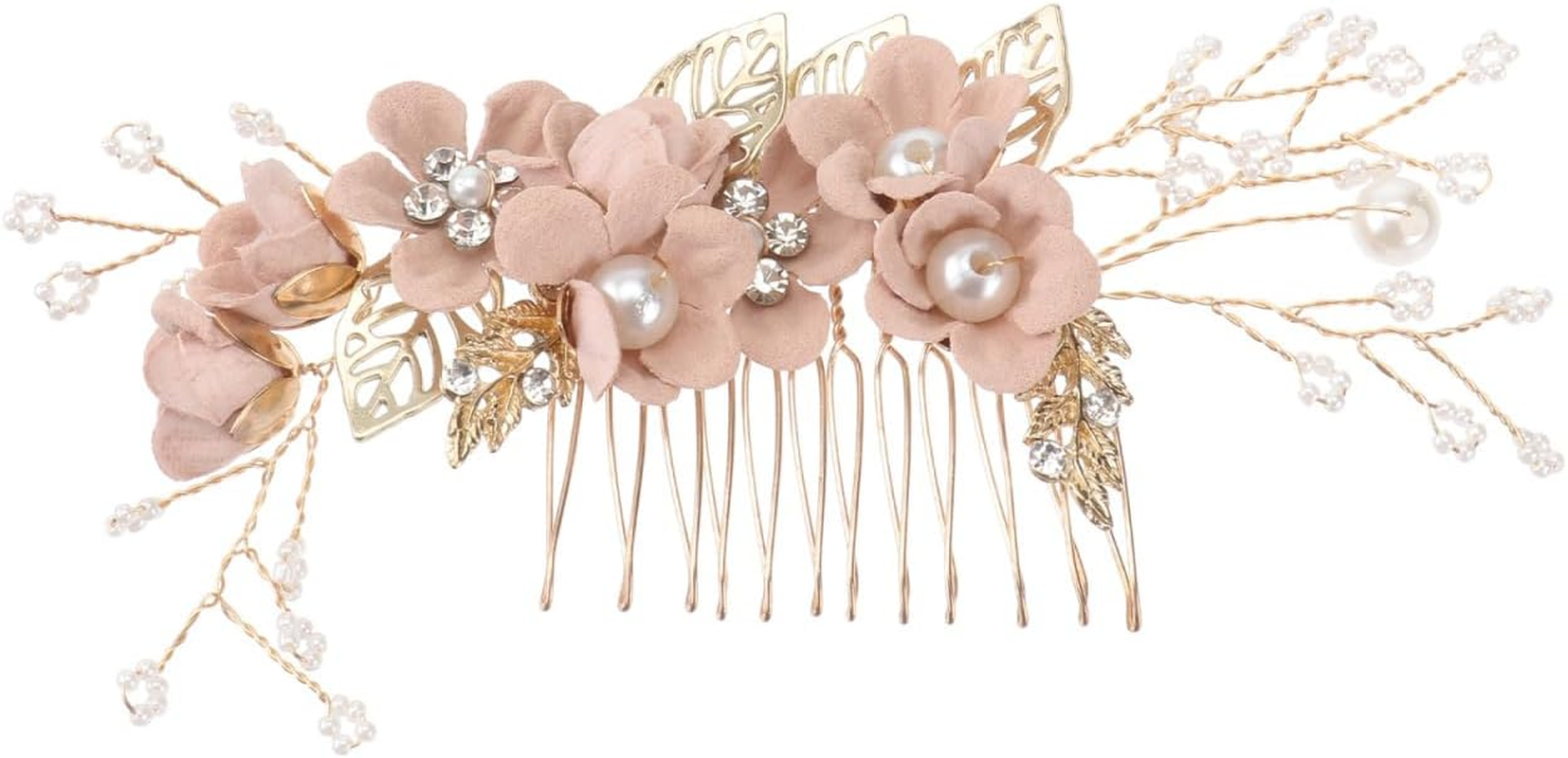 Hemobllo Side Hair Clips with Flowers for the Bride: Alloy Headpiece with Rhinestones and Flowers for Wedding Brides Hair Comb Wedding Prom Birthday Party image number 2