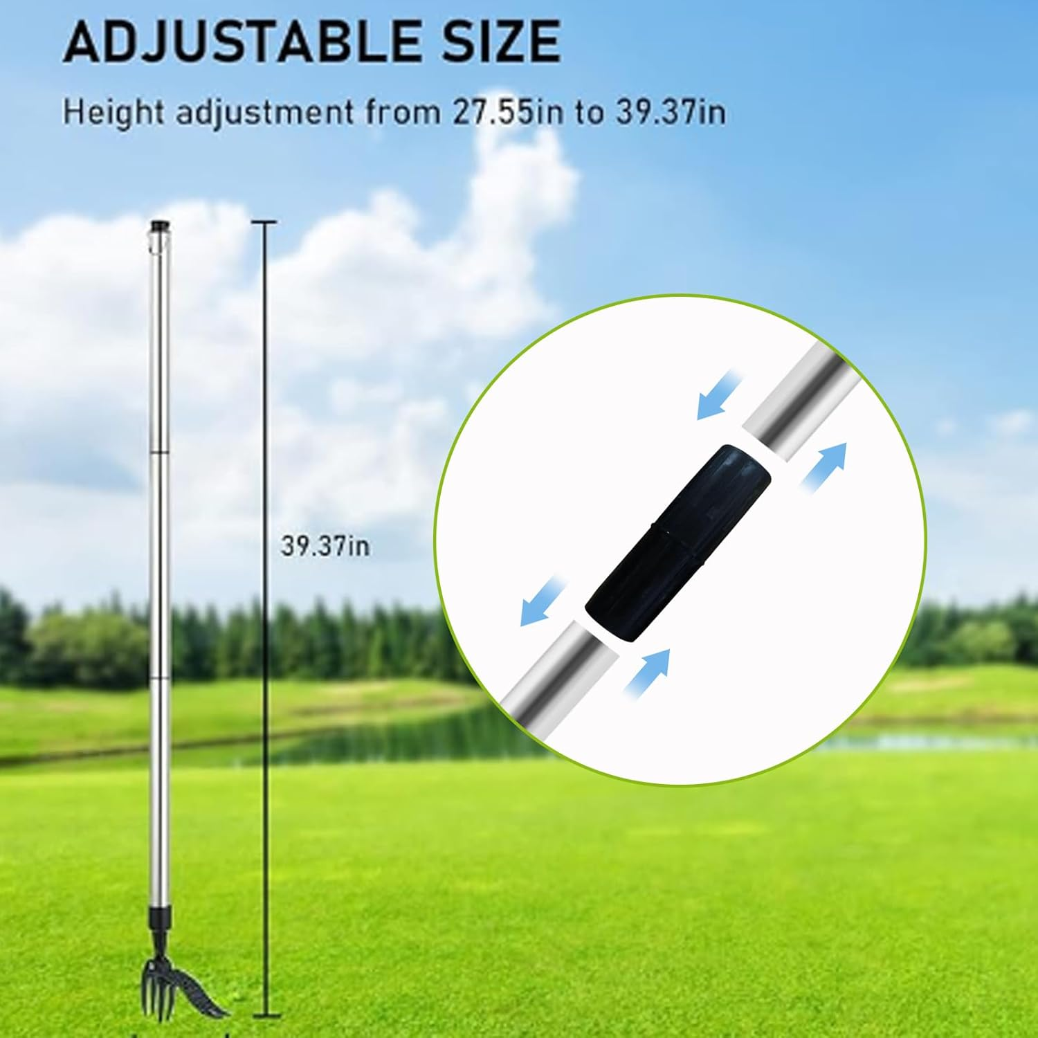 Weed Puller Tool, Manual Weeders Garden Tool Root Starter Eater Stand up Remover with Long Handle Easily Remove Weeds without Bending, Pulling, or Kneeling, Sliver (HGG0017) image number 3