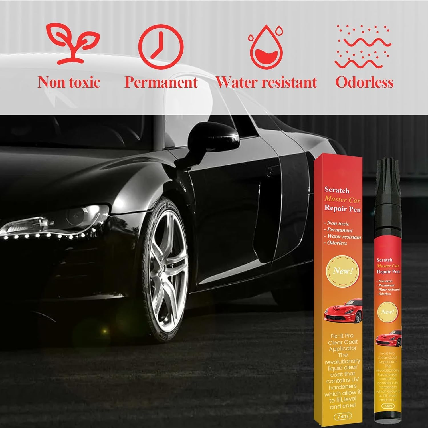 All Cars Magic Pen for Car Scratches, Automotive Touchup Paint, Magic Car Scratch Removal Pen, Weatherproof Touch up Paint Pens, Quick and Easy Scratch Repair Pens for Cars (2Pc)
