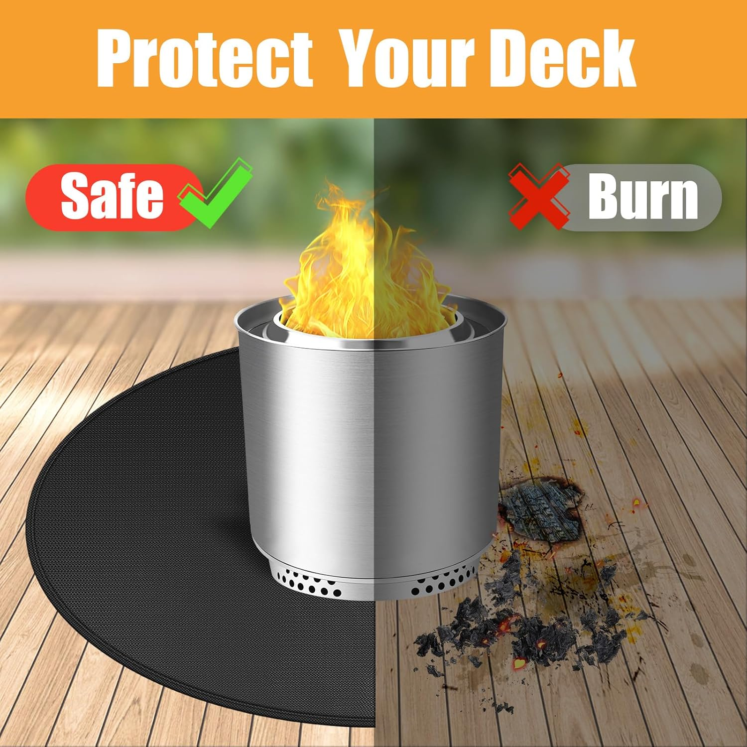 Round Fire Pit Mats for under Fire Pit Compatible with Solo Stove Ranger Accessories Compatible with Solo Stove, 3-Layer Easy to Clean under Grill Mats for Outdoor Grill to Protect the Deck, 39In image number 4