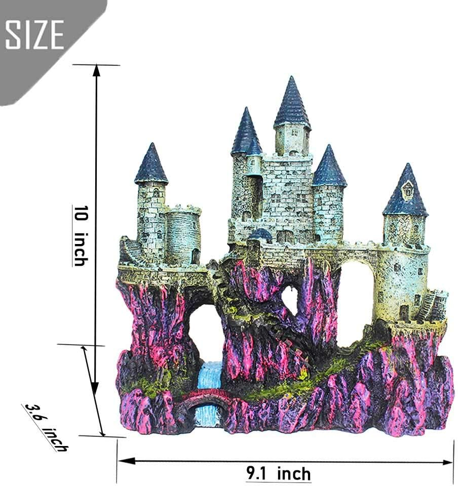 PINVNBY Aquarium Resin Castle Decoration Fish Tank Driftwood Castle Cave Hideouts House Plants Supplies Accessories(Purple) - Red image number 6