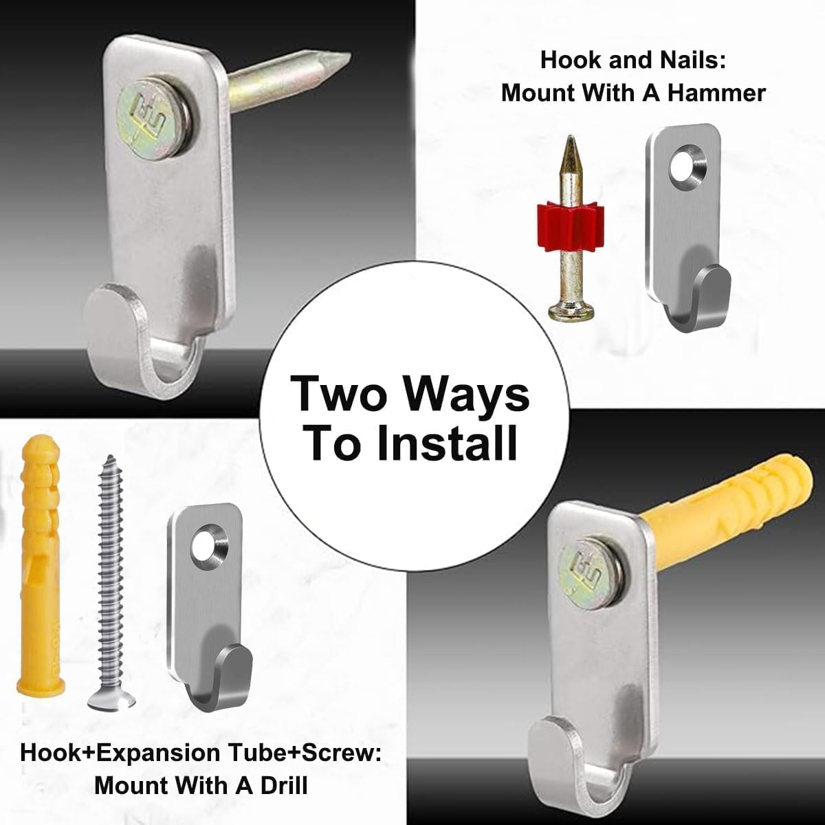 16 Pack Stainless Steel Wall Mounted Mini J Hooks , Ljxyloog Heavy Duty Picture Hangers Mirror for Frame Hanging Hardware Band Screw image number 2