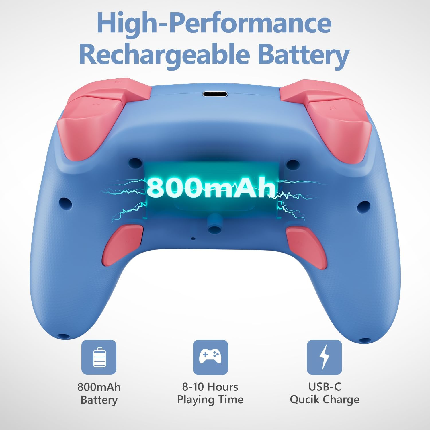 Kujian Wireless Controller for Switch/Switch 2/Lite/Oled/Pc - Hall Joysticks, Hall Triggers, Wake-Up Function, 6-Axis Gyro & Turbo Mode (Blue) image number 2