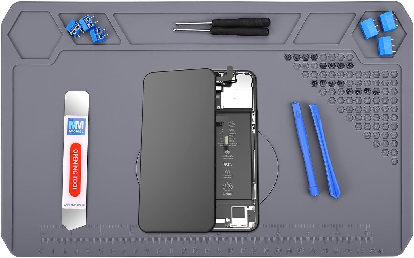MMOBIEL Soldering and Repair Mat Silicone - 35 X 22 Cm Heat-Resistant up to 500&deg;C (932&deg;F) &ndash;Workbench Mat for Soldering, Cell Phone and Electronics &ndash; Silicone Soldering Mat with Heat Insulation &ndash; Grey image number 5