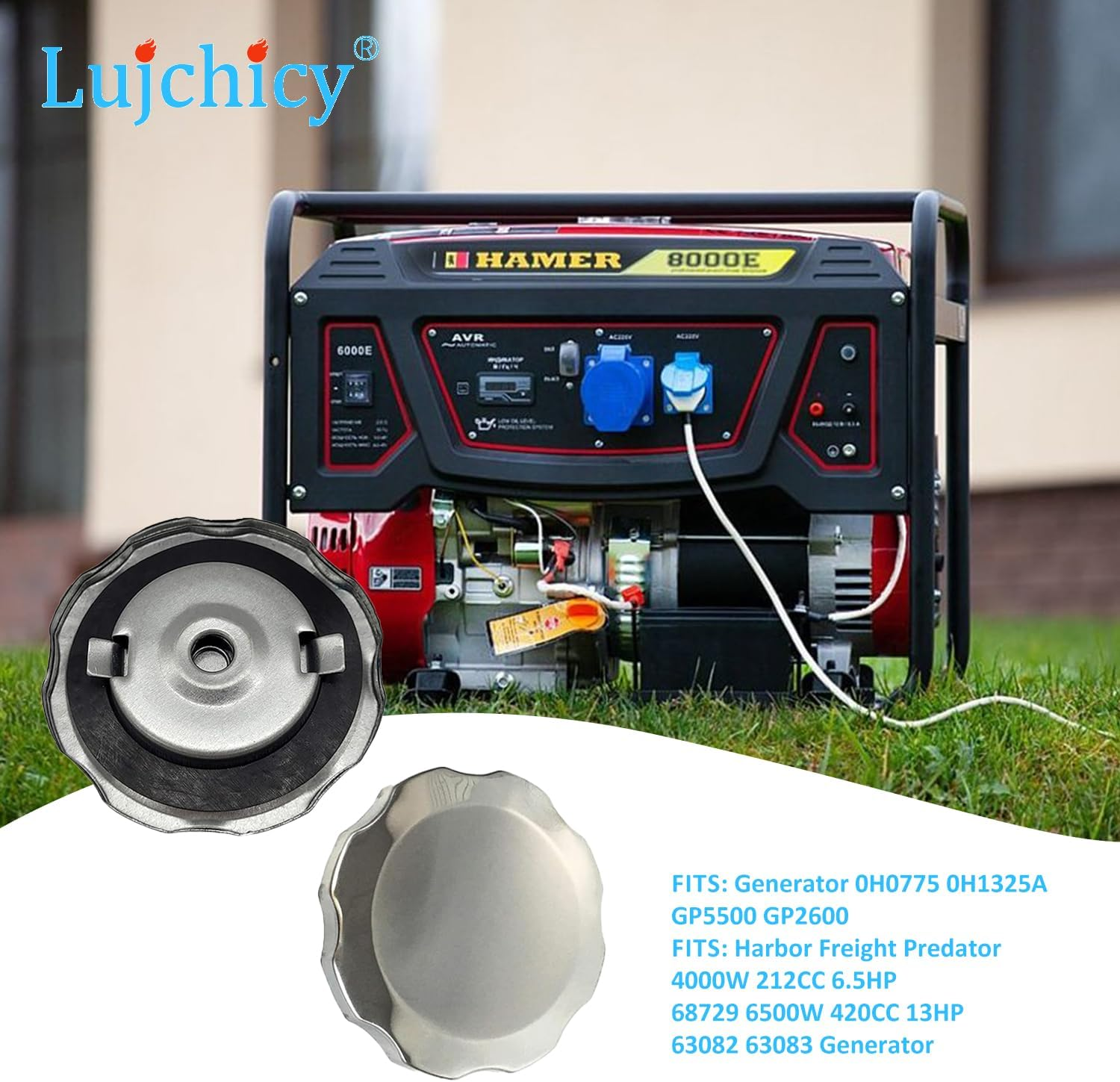 0G84300105 Gas Fuel Cap Replacement Fits Generator 0H0775 0H1325A GP5500 GP2600 and Harbor Freight Predator 4000W 212CC 6.5HP 68729 6500W 420CC 13HP 63082 63083 Generator, Silver image number 3