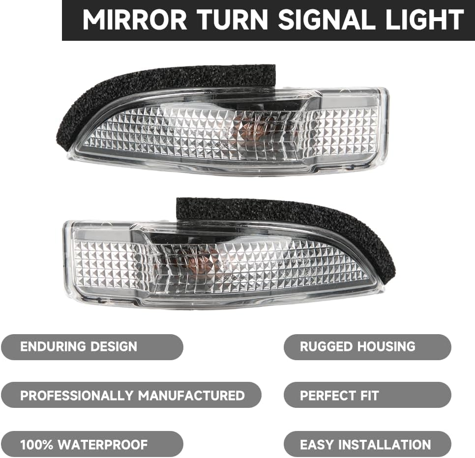 Rear Left Right Mirror Signal Lamp Indicator Flashing Light - Compatible for Toyota Corolla 2014-2017 - Replace Part 81740-52050 Set of 2