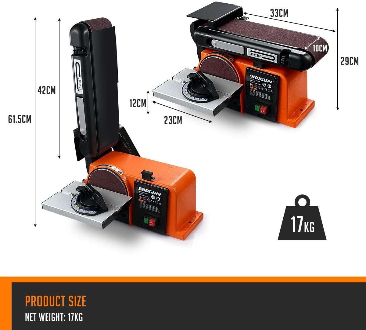 SHOGUN Belt Disc Sander Power Tool Linisher Machine Grinder Bench Sanding Grinding 4X36" Belt 6" Disc 500W image number 4