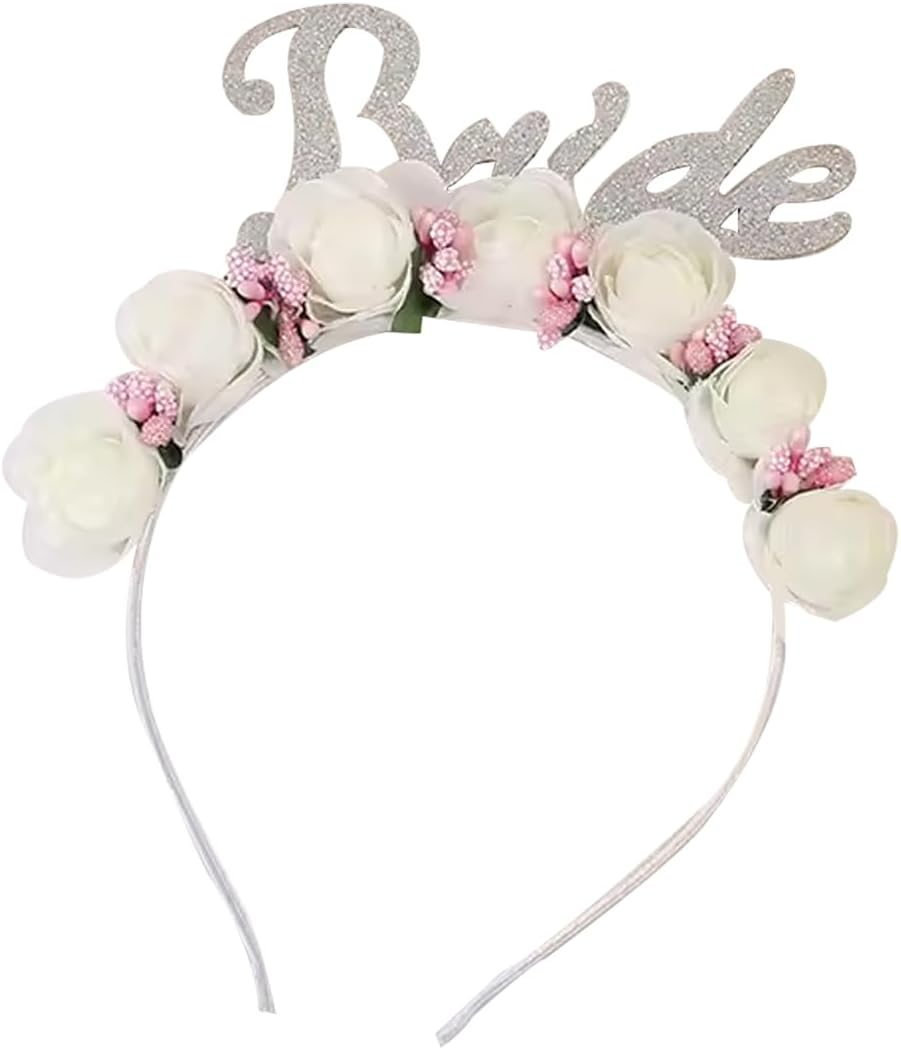 AYVRUOP Bride Headband, Bachelor Party Women'S Headband, Bride to Be Hair Accessories, Bride Headpiece, Fashionable and Beautiful, Perfect for Bridal and Wedding Wear, Silver, Large image number 3