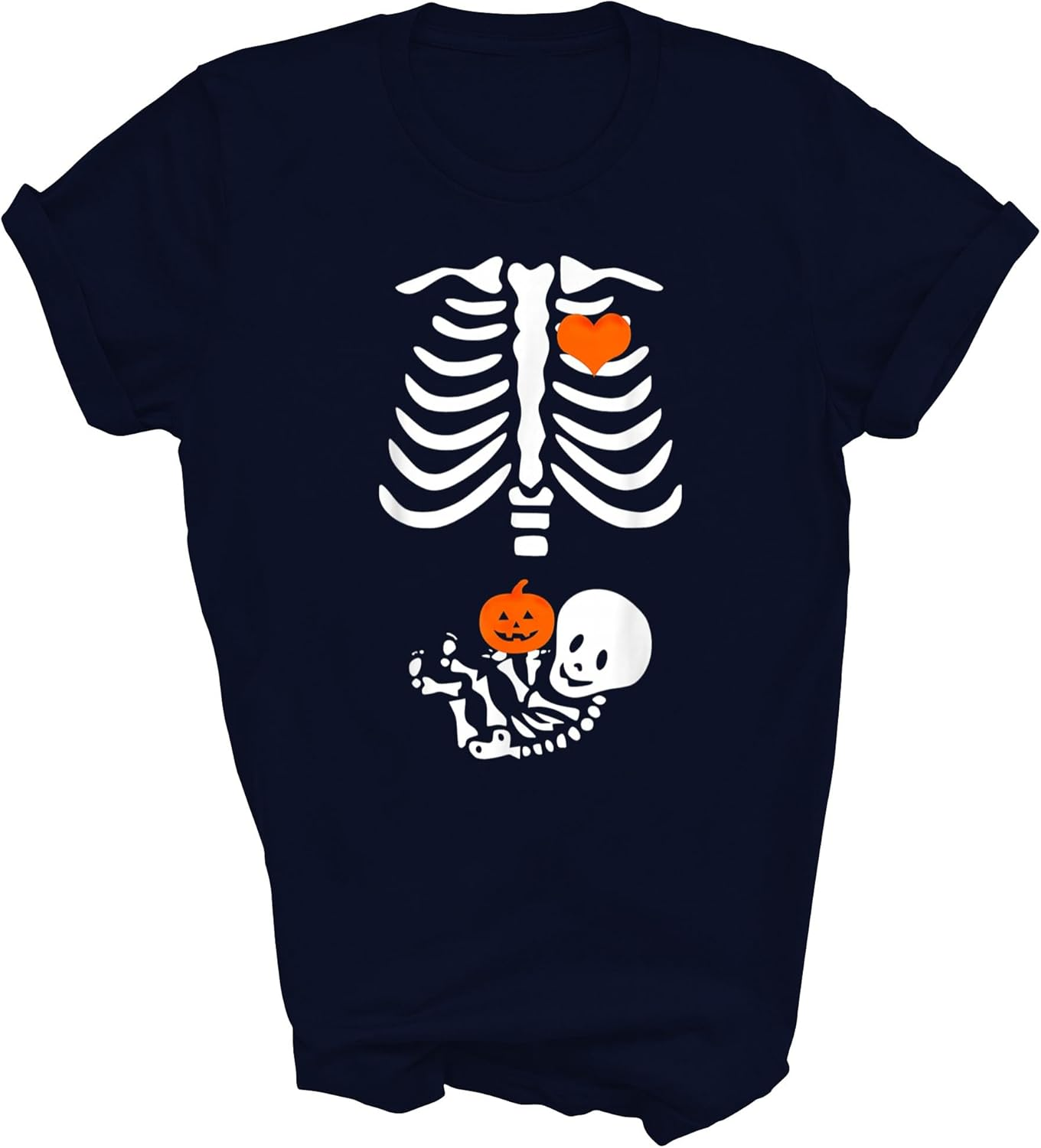 Halloween Skeleton Rib Cage Maternity Pregnant Pumpkin Unisex Shirt Men Women Gift