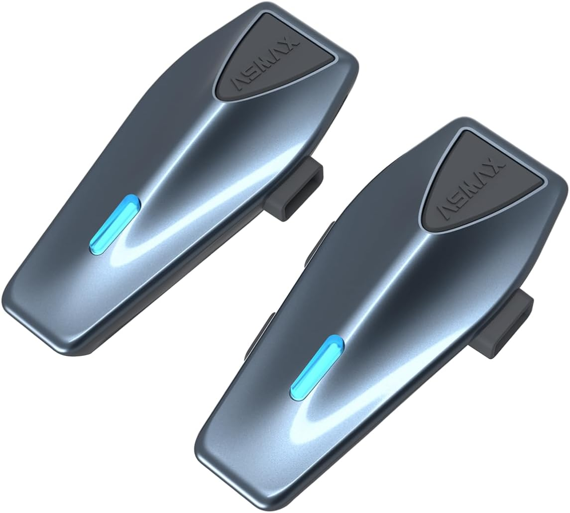 ASMAX S1 Motorcycle Bluetooth Headset, 8 Riders Mesh Helmet Communication Systems with FM Radio, AI Voice Control Motorcycle Intercom with Fast Charging, Auto Volume Control for Atv/Snowmobile/Ski