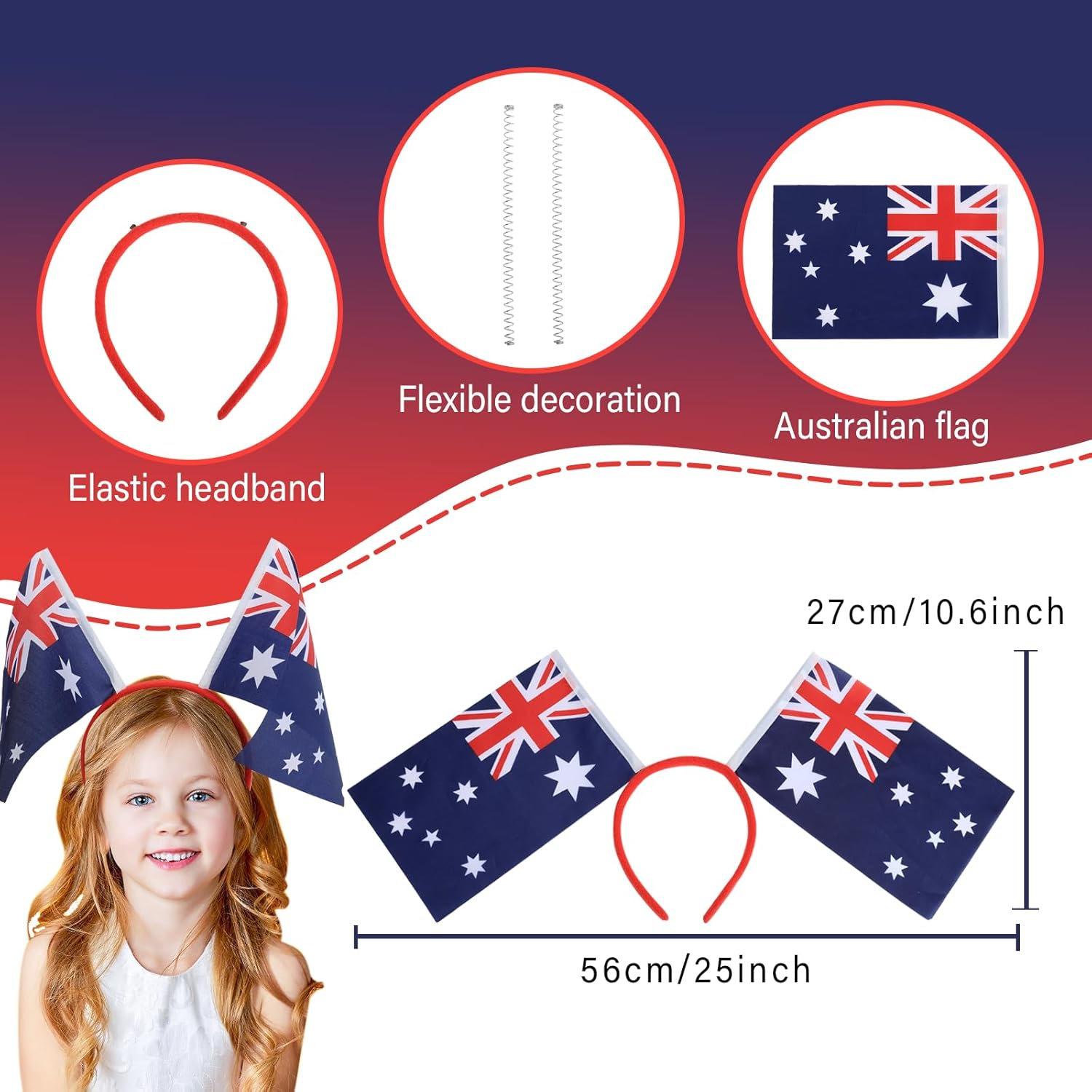Australia Flag Headband Comfortable and Stretchable, Suitable for Australia Day, Sports, and Daily Wear, Unisex, Breathable, Summer Headband for Men and Women image number 4