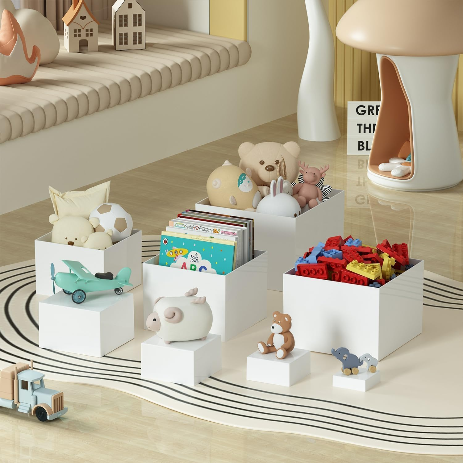 8 Pack White Acrylic Boxes for Display as Buffet Risers and Stands, Food Risers for Party, Table, Cupcake, Candy, Brunch, Jewelry, Decor (White) - Clear image number 6