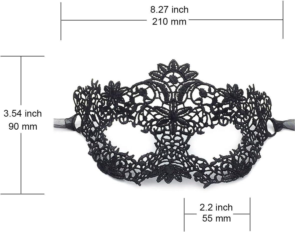 Imapo Masquerade Mask for Women, 2 Pack Mardi Gras Party Lace Masks, Prom Princess Venetian Masks - Black image number 2