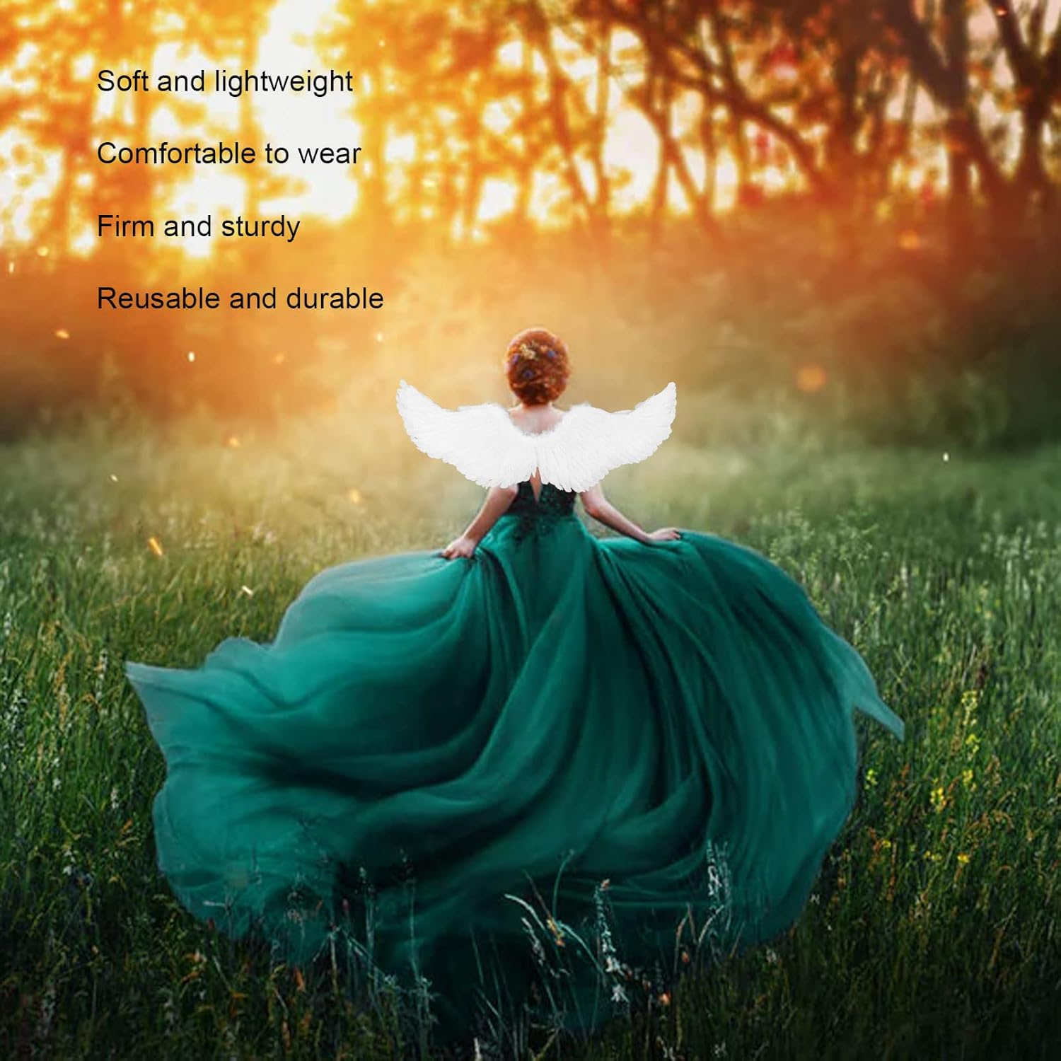 Angel Wings, Cosplay Costumes Feather Angel Wing for Kids, Adults, Women, Girls, Feather Dress up Props White Angel Wing with Elastic Straps for Halloween, Christmas Eve and Christmas(S) image number 4