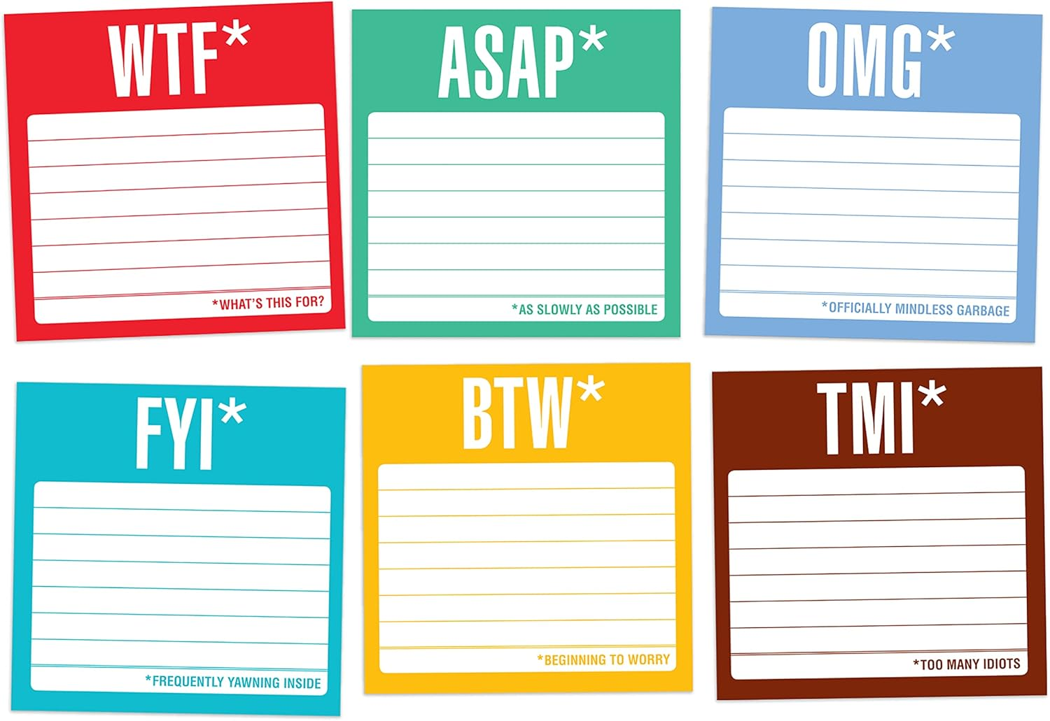 Knock Knock Sticky Notes Packet, Honest Acronyms image number 1