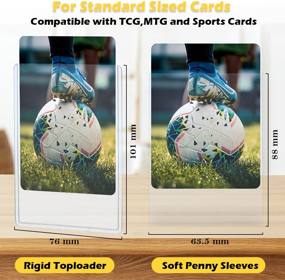 Toploader Card Protectors - Plastic for Standard & Sports Cards (100 Toploaders + 100 Penny Sleeves) image number 6