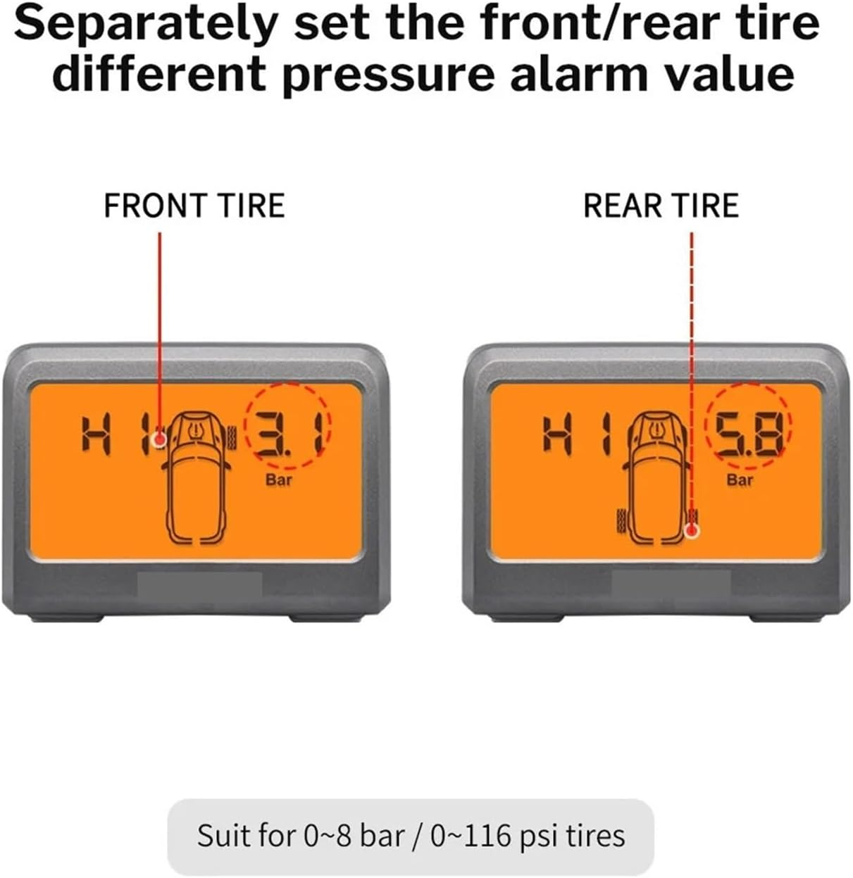 Solar TPMS Car Tire Pressure Monitoring System with 4 Wheel Tyre Battery Replaceable Internal External Sensors TMPS(MY77T External Type) image number 3